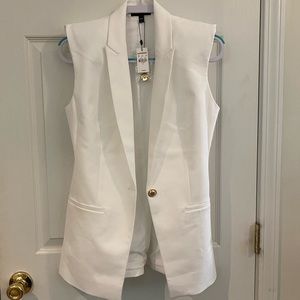 Express Sleeveless Peak Lapel One Button Blazer With Shoulder Pads